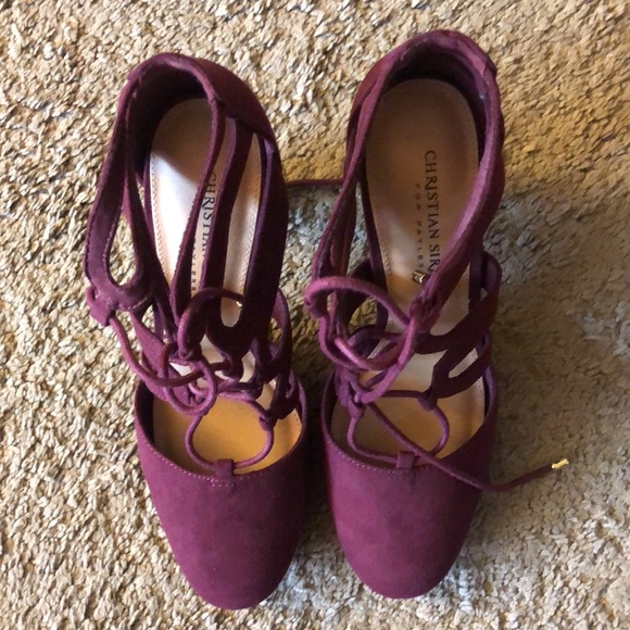 Lace up maroon heels - Picture 3 of 3